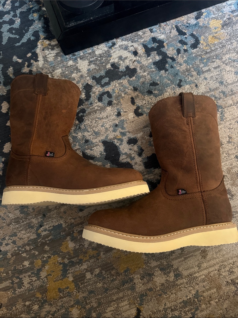 Justin Brown Suede Work Boots with Cream Sole **Never Worn**